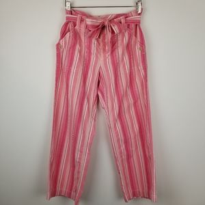 Tommy Hilfiger Pink/White Wide Leg Crop Pants